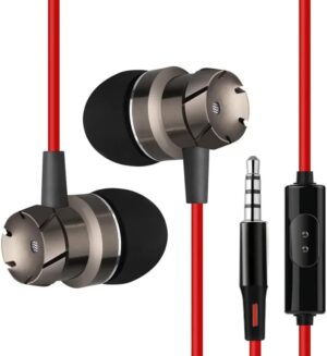 [ 1 Pcs - White XSilver ] Metal Wired Super Bass Earbud 3.5mm Built-in Microphone Hand Free Noise Reduction Gaming Universal Headset Sport Earphone-B0DZJ23HSS