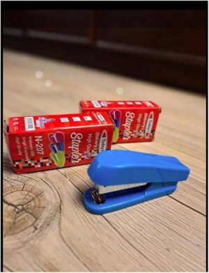 [1Pcs] Mini Stapler school supplies office stationery paper Clip Binding Binder N-207 10 CM Random Color + Free Staple Remover-B0DZFP66H2