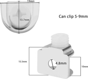 4 Pcs Glass Shelf Brackets-Duckbill Clip Shelf Bracket, Adjustable Zinc Alloy Clip Shelf Clamp for Kitchen Table Shelves-Wall Mount GlassHinge for 5-9mm ShelfGlass with screws-B0DZF94L77