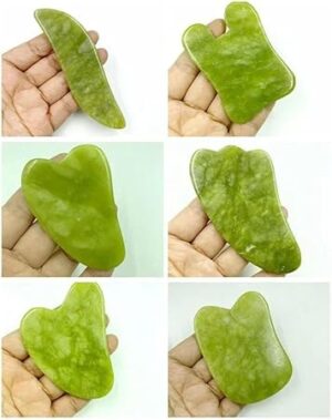Gua Sha Stone,Jade Stone Massage Tool Guasha Tool for Scraping Facial and SPA Natural Jade Scraping Facial Tool Anti-Aging, Wrinkles, Puffiness (Heart)-B0DZTRLVNR