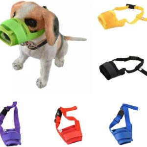 [1Pcs ] Dog Adjustable Soft Pet Puppy Mouth Cover Mask Pure Color Anti Biting Muzzle (Pink, L)-B0F1SZ7C8M