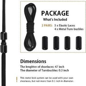 Long Life Elastic No Tie Shoe Laces For Adults,Kids,Elderly,System With Elastic Shoe Laces(2 Pairs), 02-black, X-Large-B0CCV2DRGB