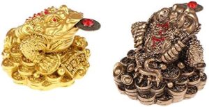 1Pcs Feng Shui Toad Money LUCKY Fortune Wealth Chinese Golden Frog Toad Coin Home Office Decoration Lucky Gifts Tabletop Ornaments (BZ Style1)-B0CLH7HN9V