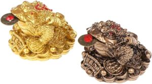 1Pcs Feng Shui Toad Money LUCKY Fortune Wealth Chinese Golden Frog Toad Coin Home Office Decoration Lucky Gifts Tabletop Ornaments (GD Style4)-B0CLH5DKRH