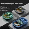 [1Pcs - Random Color ] 4/6 Grids Portable Pill Cases Organizer Container for Tablets Travel Pill Box with Seal Ring Sealed Organizer Container (Blue, 4 grids)-B0F1F1PFQ7