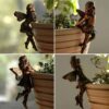 New Angel Girl Hanging Cup Resin Decoration Fairy Combination Flower Basket Edge Decoration Garden Design Fairy Pot Huggers #MySouq.Store-B0DYP5YQ5L