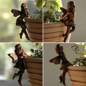 New Angel Girl Hanging Cup Resin Decoration Fairy Combination Flower Basket Edge Decoration Garden Design Fairy Pot Huggers #MySouq.Store (B)-B0DYP6ZSMV