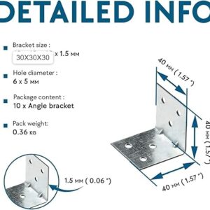 61FPwp8VaEL._AC_SX450_ Corner Brackets Wood Connectors - Pack of 10Pcs (2.3 x 2.30 Cm ) Heavy Duty Reinforced Braces, Shaped Angle Connector with Beading, Timber Joining Fixing Connector, Galvanised Steel Metal Sheet-B0CXF3RQXY