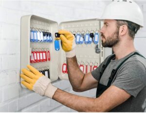 كبينة حفظ مفاتيح - عدد 48 ميداليا مفتاح للمصانع والورش والمنازل - خزنة مفاتيح من المعدن للعمر طويل معالجة ضد الصدأ والصدمات Metal Key Box for Safe and 48 Keys - B0BZRTWHN1