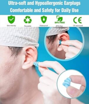 Medical Grade Soft Silicone Ear Plugs for Noise Reduction Sleeping Meditation Study Swimming Travel Earplugs Reusable (Pack of 3 Pairs) Random Color-B0F1H55SL6