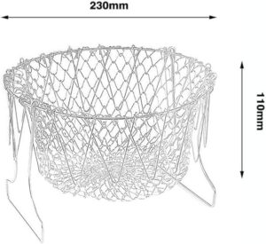 Stainless Steel Foldable Steam Rinse Strain Fry French Chef Basket Magic Mesh Basket Strainer Net Kitchen Cooking Tools-B0F1Z5R4WL