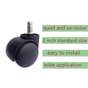 Office Chair Caster Wheel 2 Inch Universal Standard Size Computer Gaming Chair Caster Wheels Replacement Set of 5 (Black)-B0F1M5MQJG