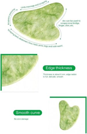 Gua Sha Stone,Jade Stone Massage Tool Guasha Tool for Scraping Facial and SPA Natural Jade Scraping Facial Tool Anti-Aging, Wrinkles, Puffiness (Double)-B0DZTS78P8