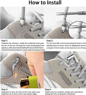 long life Elastic No Tie Shoe Laces For Adults,Kids,Elderly,System With Elastic Shoe Laces(2 Pairs)-B0CCV1SP71
