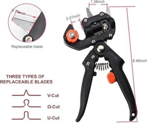 WINNER Plant Branch Twig Vine Fruit Tree Garden 3 Replaceable U Cut, V Cut Blades Grafting Pruning Cutting Tool Kit with 2 Cutter Points-B09C4ZKG6L
