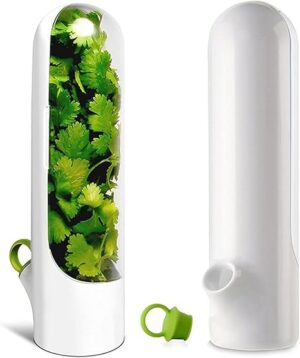 2-Pack Herb Saver Best Keeper, Herb Storage Container, Vanilla Keep-Fresh Cup, Kitchen Storage Cup for Cilantro, Mint, Parsley, Asparagus, Keeps Greens and Vegetables Fresh-B0DTM7YX47