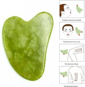 Gua Sha Stone,Jade Stone Massage Tool Guasha Tool for Scraping Facial and SPA Natural Jade Scraping Facial Tool Anti-Aging, Wrinkles, Puffiness (Heart)-B0DZTRLVNR