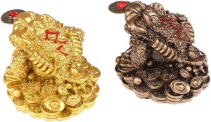 1Pcs Feng Shui Toad Money LUCKY Fortune Wealth Chinese Golden Frog Toad Coin Home Office Decoration Lucky Gifts Tabletop Ornaments (BZ Style1)-B0CLH7HN9V
