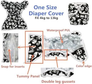 1Pcs One Size Baby Cloth Diaper Cover Nappy Waterproof Double Gusset 4-13kg - Reusable and washable (DC62)-B0DYZP1JGY