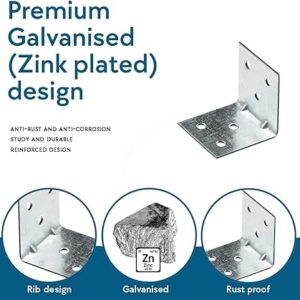 61hv1R++kZL._AC_SX450_ Corner Brackets Wood Connectors - Pack of 10Pcs (2.3 x 2.30 Cm ) Heavy Duty Reinforced Braces, Shaped Angle Connector with Beading, Timber Joining Fixing Connector, Galvanised Steel Metal Sheet-B0CXF3RQXY