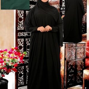Patterned Prayer Drop Cotton Feel Comfortable Fiber Material - Islamic Set Lace One Size - Eslamy - إسدال بطرحة متصلة one-piece with an attached scarf اسدال -ازدال-B0DZ27F8XW