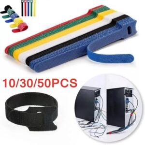 (30 Pcs- Colored) Releasable Cable Organizer Ties Mouse Earphones Wire Management Nylon Cable Ties Reusable Loop Hoop Tape Straps Tie-B0CMSM57VJ