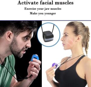 1pcs Fitness Jawline Exercise Stress Ball Face Jaw Exerciser Trainer Muscle Simulator for Cheekbones Trainer Jawliner Jaw Liner (Blue)-B0DYVQ1X3Z