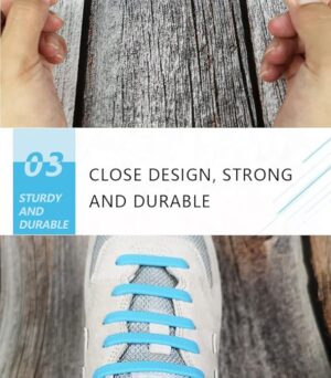 14pcs/Lot Shoes Accessories Elastic Silicone Shoelaces Elastic Shoelace Creative Lazy Silicone Laces No Tie Rubber Lace (Blue)-B0DRWXYQ6Z