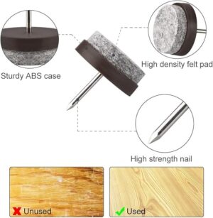 Furniture Sliders Nail-on Glides (1.50 cm Diameter)- 24 Pieces White Base-B0DZ4SN1CS