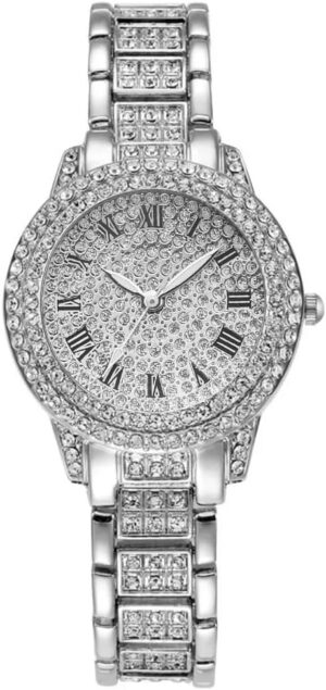 [ 1pcs -Rose Gold] Hot Fashion Women Luxury Diamond Watches Bracelet Ladies Quartz Watch Rose Gold, Silver, Golden as shown Womens Wristwatch Shiny Crystal Reloj Mujer-B0DZ9NLQQ9