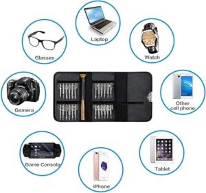 25 in 1 Precision Screwdriver Set, DIY Mini Repair Tool Kit for PC, Glasses, Mobile Phone, Laptop, Watch, Drone with Leather Case-B0F1YCQJFG