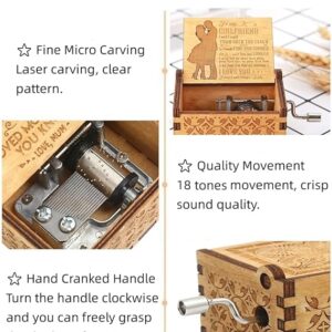 Husband to Wife Music Box U R My Sunshine Tune Wood Laser Engraved Vintage Hand Cranked Musical Boxes Unique for Wife Love from Husband on Valentine's Day/Wedding Day/Anniversary CH01-B0DZV5W68S