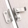Door Silde Bolt,Gate Latch with Padlock Hole,Gate Latch Tiny Padlock Hasp,Stainless Steel Hardware Door Hasp Latch for Wooden Garden Gates Garden Fence,Brushed Finish (Right)-B0DVGW1BCC