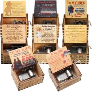 Husband to Wife Music Box U R My Sunshine Tune Wood Laser Engraved Vintage Hand Cranked Musical Boxes Unique for Wife Love from Husband on Valentine's Day/Wedding Day/Anniversary CH01-B0DZV5W68S