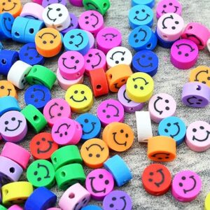 71QikbOoLlL._AC_SX569_ 100 Pcs Mixed Colors Polymer Clay Smiley Face Spacer Beads, Assorted Happy Face Slice Beads for Women Girls Jewelry Making Handmade DIY Bracelet Necklace Hair Clip (Round Smiley)-B0F1DHVV4N