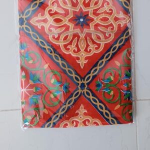 Ramadan Khayamiya Mixed Cotton Ablecloth With End-Red Decorations Decorative Tablecloth for Ramadan Celebrations, [Rectangle] (1.5X1.5m)-B0DZD5MF2Z