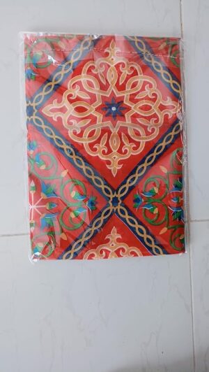 Ramadan Khayamiya Mixed Cotton Ablecloth With End-Red Decorations Decorative Tablecloth for Ramadan Celebrations, [Rectangle] (1.5X1.5m)-B0DZD5MF2Z