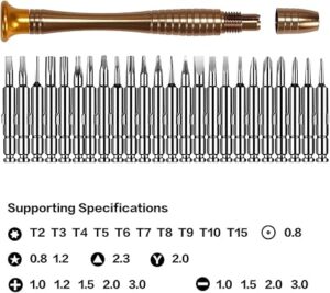 25 in 1 Precision Screwdriver Set, DIY Mini Repair Tool Kit for PC, Glasses, Mobile Phone, Laptop, Watch, Drone with Leather Case-B0F1YCQJFG