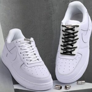 مجموعة اربطة حذاء استك بدون ربط للاطفال والبالغين وكبار السن، زوجان من اربطة حذاء جري بتصميم استك بدون ربط قابلة للتعديل بابازيم معدنية، مريحة وقابلة للتمدد تناسب جميع انواع الاحذية, أبيض-B0953BGGH6