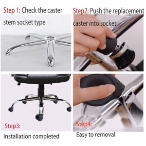 Office Chair Caster Wheel 2 Inch Universal Standard Size Computer Gaming Chair Caster Wheels Replacement Set of 5 (Black)-B0F1M5MQJG