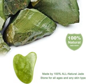 Gua Sha Stone,Jade Stone Massage Tool Guasha Tool for Scraping Facial and SPA Natural Jade Scraping Facial Tool Anti-Aging, Wrinkles, Puffiness (Heart)-B0DZTRLVNR