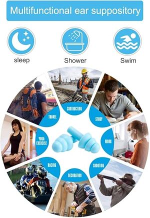 Medical Grade Soft Silicone Ear Plugs for Noise Reduction Sleeping Meditation Study Swimming Travel Earplugs Reusable (Pack of 3 Pairs) Random Color-B0F1H55SL6
