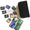Memory Card Case – 28 Slot Micro SD, SDHC, SDXC, MMC, CF Holder & Organizer – Durable Leather Travel Storage (Brown)