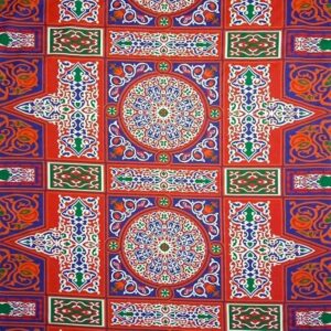 Ramadan Khayamiya Mixed Cotton Ablecloth With End-Red Decorations Decorative Tablecloth for Ramadan Celebrations, [Rectangle] (1.50 X 1.50M)-B0DZD78SZ7