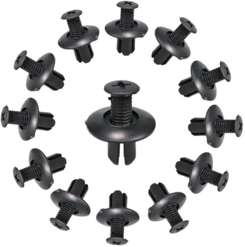 MySouq-Store [25 Pcs] Car 8mm Hole Plastic Rivets Fastener Push Clip Black Auto Vehicle Door Trim Panel Retainer Fastener Clips-B0CKLWYQ5J