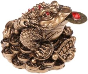1Pcs Feng Shui Toad Money LUCKY Fortune Wealth Chinese Golden Frog Toad Coin Home Office Decoration Lucky Gifts Tabletop Ornaments (BZ Style1)-B0CLH7HN9V