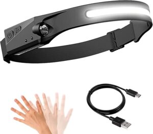 Head Torch,COB 2LED Induction Headlights,USB Rechargeable Headlamp ​with 5 Modes, Bright IPX6 Waterproof Camping Lights for Adults, Lightweight Head Lamp Flashlight for Running, Fishing