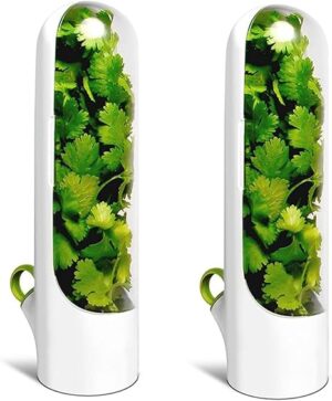 2-Pack Herb Saver Best Keeper, Herb Storage Container, Vanilla Keep-Fresh Cup, Kitchen Storage Cup for Cilantro, Mint, Parsley, Asparagus, Keeps Greens and Vegetables Fresh-B0DTM7YX47