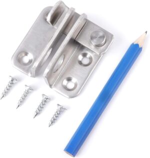 Door Silde Bolt,Gate Latch with Padlock Hole,Gate Latch Tiny Padlock Hasp,Stainless Steel Hardware Door Hasp Latch for Wooden Garden Gates Garden Fence,Brushed Finish (Right)-B0DVGW1BCC