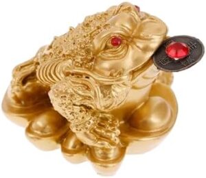 1Pcs Feng Shui Toad Money LUCKY Fortune Wealth Chinese Golden Frog Toad Coin Home Office Decoration Lucky Gifts Tabletop Ornaments (A Style2)-B0DZ4NQCTH